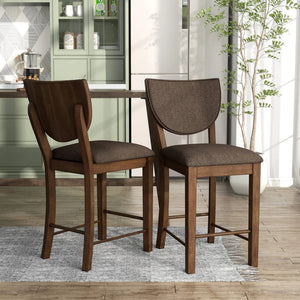 English Elm Set of 2 Walnut Fabric Padded Counter Height Chairs with Curved Legs, Stylish Comfort and Durable Upholstery B016P156864