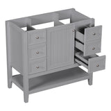 English Elm 36" Bathroom Vanity Without Sink, Cabinet Base Only, One Cabinet and Three Drawers, Grey