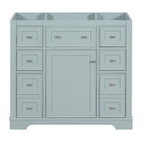 English Elm 36" Bathroom Vanity Without Sink, Cabinet Base Only, One Cabinet and Six Drawers, Green