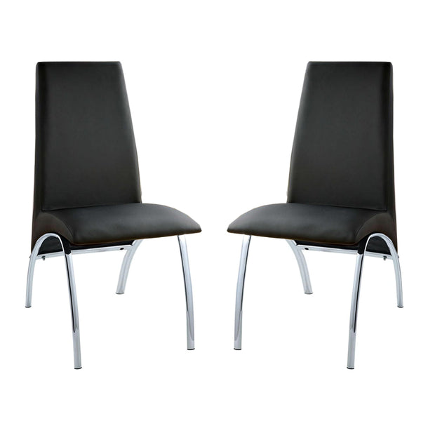 English Elm Leatherette Modern Upholstered Side Chairs Set of 2 — Black Curved Seats with Chrome Arched Legs, Sleek Dining Appeal B016P156848