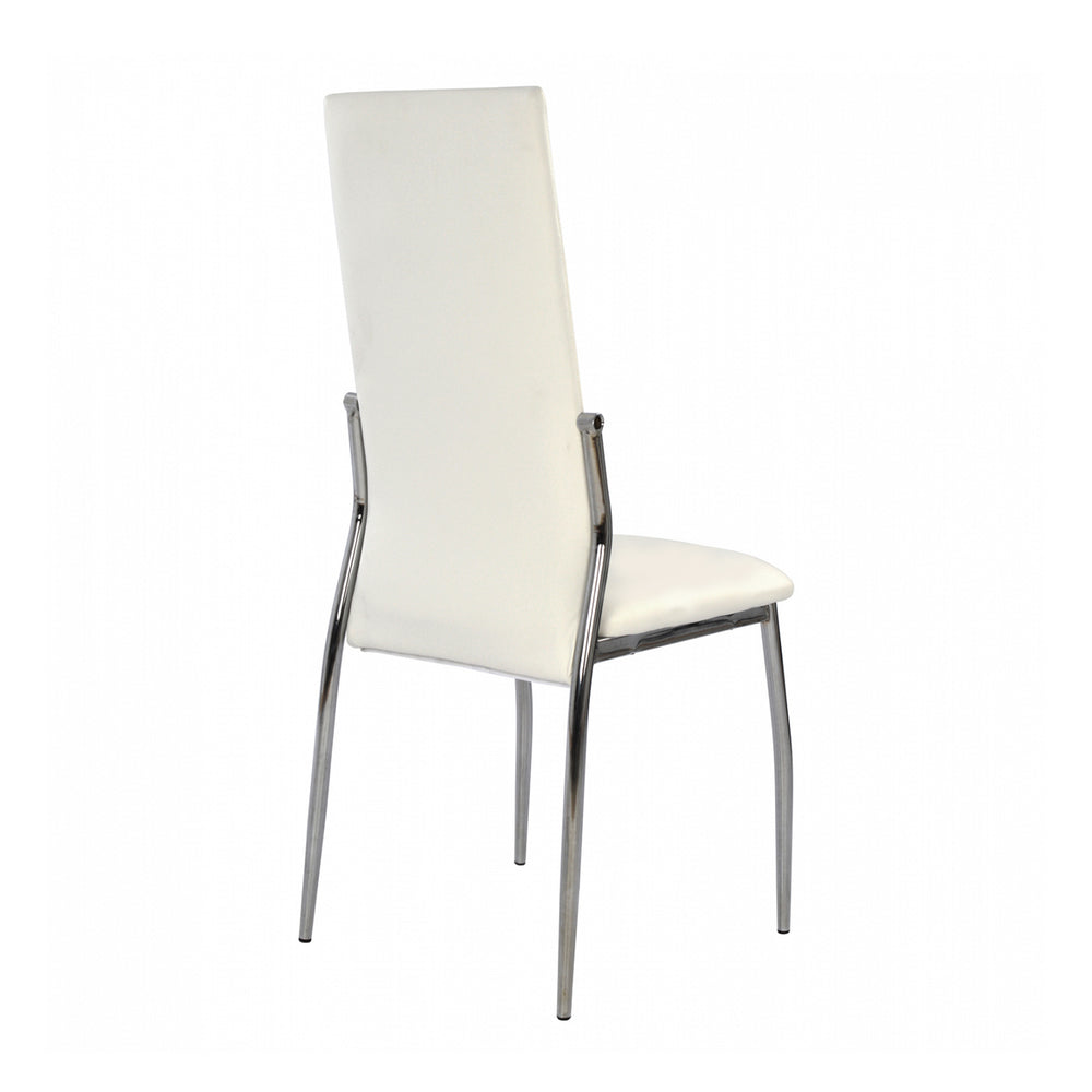 English Elm Set of 2 Padded White Leatherette Dining Chairs with Chrome Legs, Modern Side Chairs for Stylish Homes B016P156844