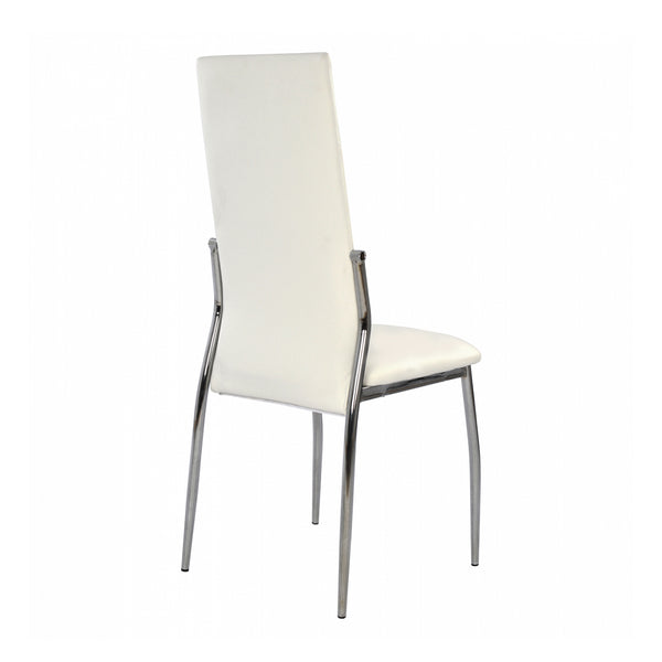 English Elm Set of 2 Padded White Leatherette Dining Chairs with Chrome Legs, Modern Side Chairs for Stylish Homes B016P156844