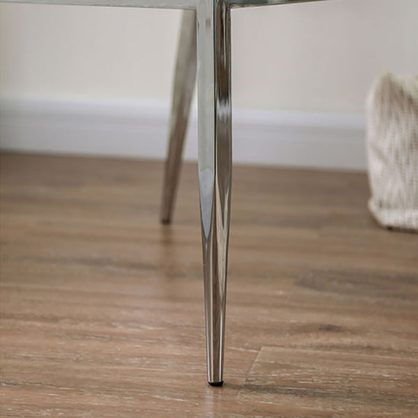 English Elm Leatherette Waterproof Side Chairs Set of 2 in White with Chrome Legs — Sleek Space-Saving Dining Seats B016P156863