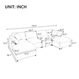 English Elm Modern Large U-Shape Sectional Sofa, 2 Large Chaise With Removable Ottomans For Living Room