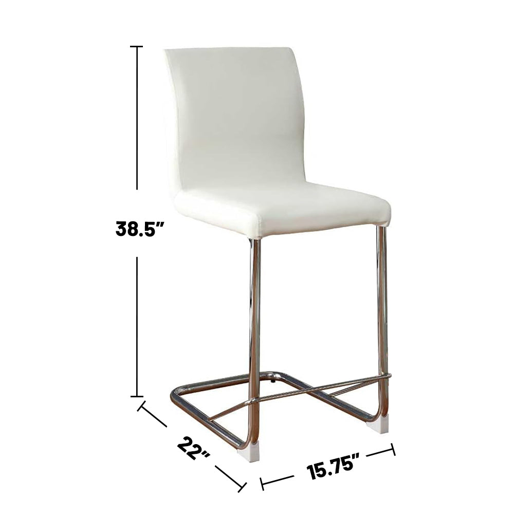 English Elm Set of 2 Mid-Century Padded Leatherette Counter Chairs in White with Sleek Chrome Legs for Style and Comfort B016P156822