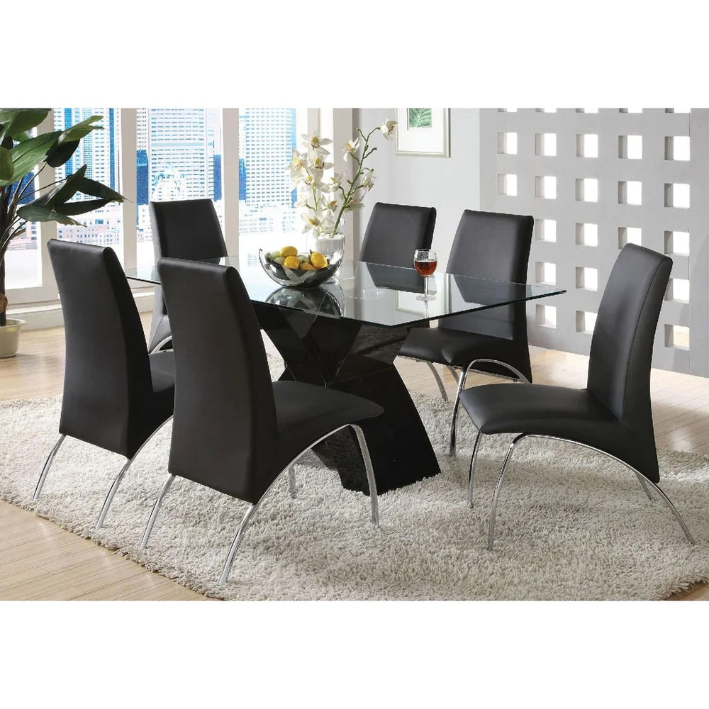 English Elm Leatherette Modern Upholstered Side Chairs Set of 2 — Black Curved Seats with Chrome Arched Legs, Sleek Dining Appeal B016P156848