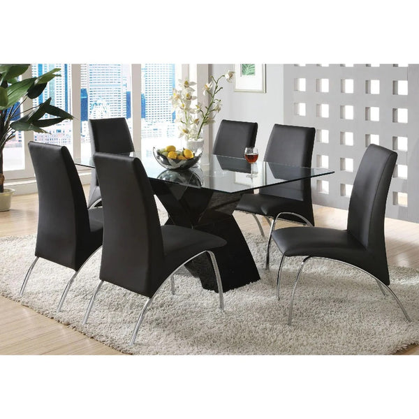 English Elm Leatherette Modern Upholstered Side Chairs Set of 2 — Black Curved Seats with Chrome Arched Legs, Sleek Dining Appeal B016P156848