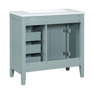 English Elm 36" Bathroom Vanity With Sink Combo - Stylish Green Cabinet, Solid Frame & Modern Design For Elegance N725P246491G