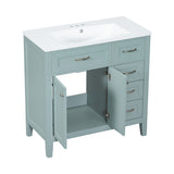 English Elm 36" Bathroom Vanity With Sink Combo, Green Bathroom Cabinet With Drawers, Solid Frame and Mdf Board