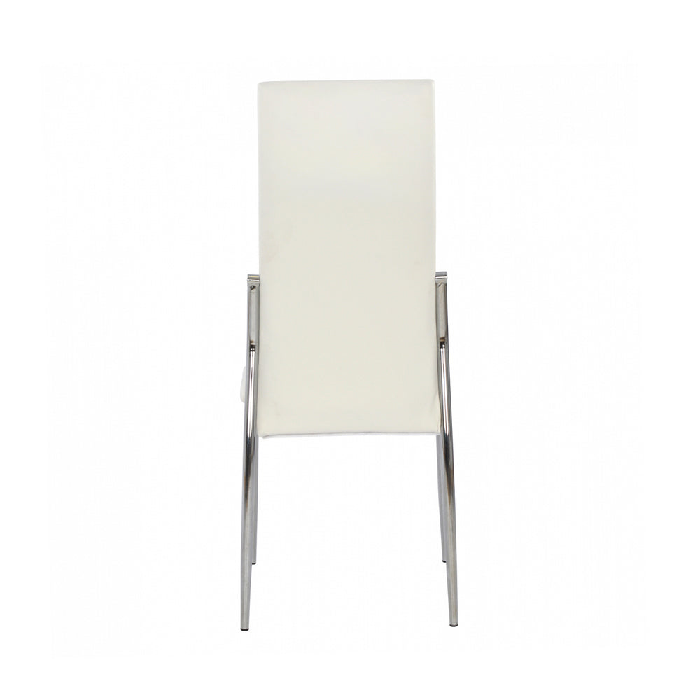 English Elm Set of 2 Padded White Leatherette Dining Chairs with Chrome Legs, Modern Side Chairs for Stylish Homes B016P156844