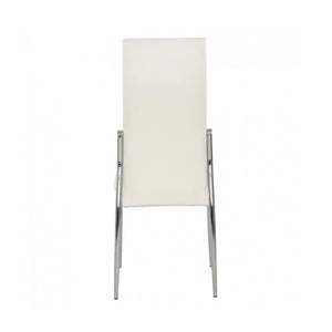 English Elm Set of 2 Padded White Leatherette Dining Chairs with Chrome Legs, Modern Side Chairs for Stylish Homes B016P156844