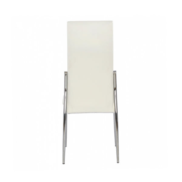 English Elm Set of 2 Padded White Leatherette Dining Chairs with Chrome Legs, Modern Side Chairs for Stylish Homes B016P156844