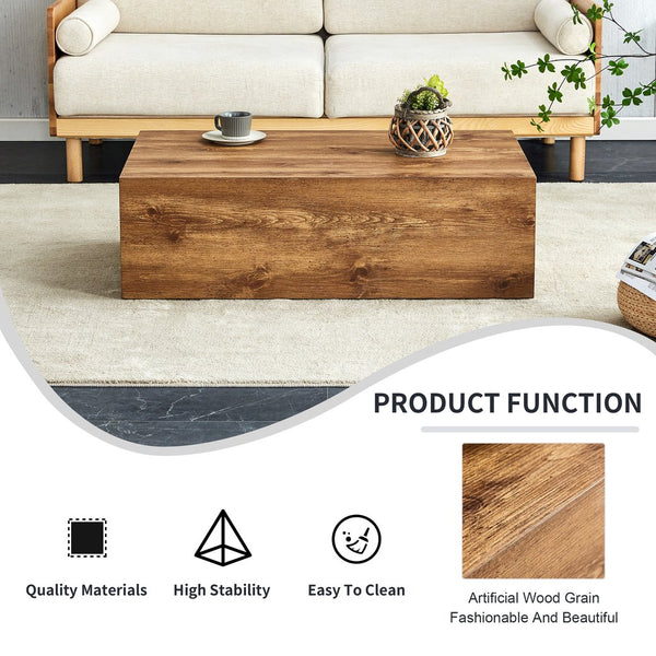 English Elm Modern MDF coffee table with textured grain finish, durable easy-assemble design for stylish living rooms Wood W1151P194277
