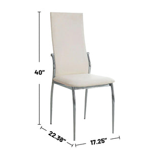 English Elm Set of 2 Padded White Leatherette Dining Chairs with Chrome Legs, Modern Side Chairs for Stylish Homes B016P156844