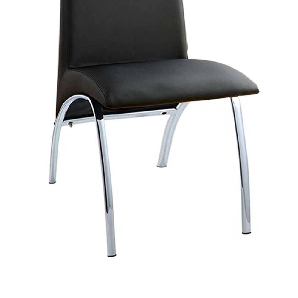 English Elm Leatherette Modern Upholstered Side Chairs Set of 2 — Black Curved Seats with Chrome Arched Legs, Sleek Dining Appeal B016P156848