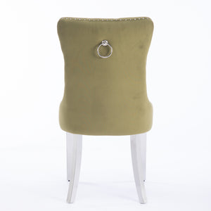 English Elm Nikki Elegant Tufted Velvet Dining Chair with Solid Wood Frame, High-Density Foam & Steel Spring Olive Green W1143P151488