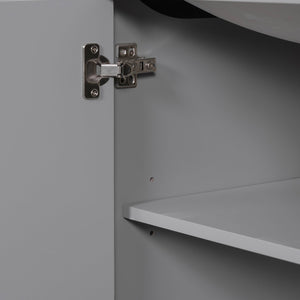 English Elm 36" Modern Bathroom Vanity with Ceramic Sink, Six Drawers, Adjustable Shelf, Solid Wood Build Grey SY999808AAE-6