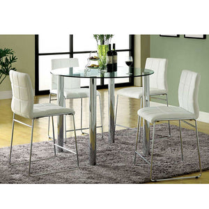 English Elm Set White Leatherette Counter Height Chairs - Set of 2 Padded Chrome Leg Stools, Modern Comfort & Durable Design B016P156846