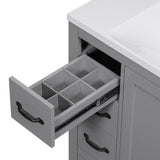 English Elm 36" Bathroom Vanity Without Sink, Cabinet Base Only, Six Drawers, Multi-Functional Drawer Divider, Adjustable Shelf, Grey