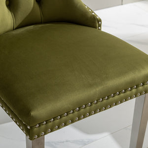 English Elm Nikki Elegant Tufted Velvet Dining Chair with Solid Wood Frame, High-Density Foam & Steel Spring Olive Green W1143P151488