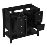 English Elm 36" Bathroom Vanity Without Sink, Cabinet Base Only, One Cabinet and Three Drawers, Black