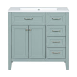 English Elm 36" Bathroom Vanity With Sink Combo, Green Bathroom Cabinet With Drawers, Solid Frame and Mdf Board