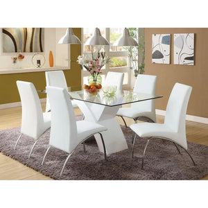 English Elm Set of 2 Padded Leatherette Side Chairs White with Chrome Legs — Modern Curved Dining Accent Seats B016P156850