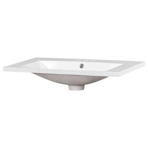 English Elm 30" Resin Bathroom Vanity Top with 3 Faucet Holes, Durable White Basin, Easy-Care Surface, 36.5" L WF316527AAK