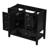 English Elm 36" Bathroom Vanity Without Sink, Cabinet Base Only, One Cabinet and Three Drawers, Black