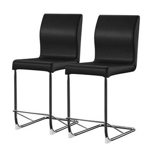 English Elm Set of 2 Padded Leatherette Dining Chairs Counter Height Black Upholstery Chrome Legs Modern Comfort B016P156820