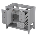 English Elm 36" Bathroom Vanity Without Sink, Cabinet Base Only, One Cabinet and Three Drawers, Grey