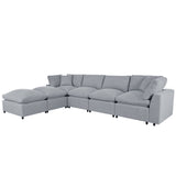 English Elm Modern Large U-Shape Sectional Sofa, 2 Large Chaise With Removable Ottomans For Living Room