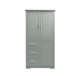 English Elm Tall Narrow Storage Cabinet with Doors and 3 Drawers – Adjustable Shelves, Anti-Tip, 45lb Capacity Grey WF299285AAG