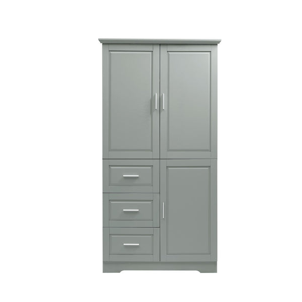 English Elm Tall Floor Storage Cabinet with Drawers Mdf Build Neutral Finish Bathroom Office Grey N725P331357E
