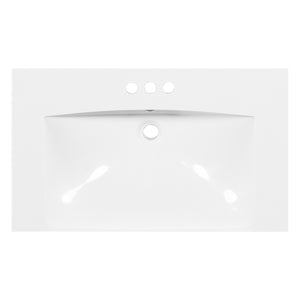 English Elm 30" Resin Bathroom Vanity Top with 3 Faucet Holes, Durable White Basin, Easy-Care Surface, 36.5" L WF316527AAK