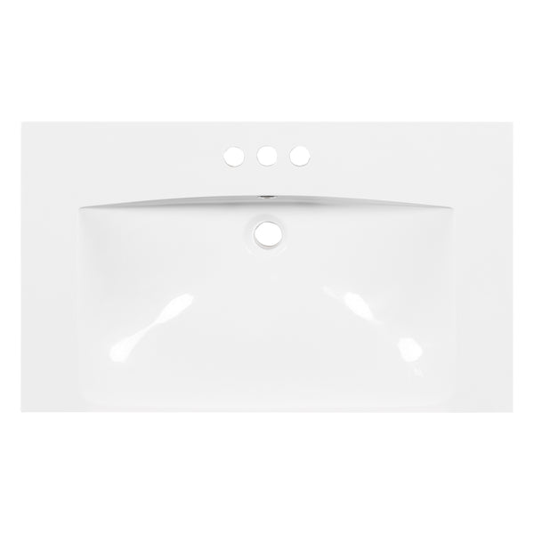 English Elm 30" Resin Bathroom Vanity Top with 3 Faucet Holes, Durable White Basin, Easy-Care Surface, 36.5" L WF316527AAK