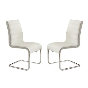 English Elm Set of 2 Padded White Leatherette Side Chairs with Chrome Legs, Modern Curved Design & Easy-Clean Comfort B016P156853
