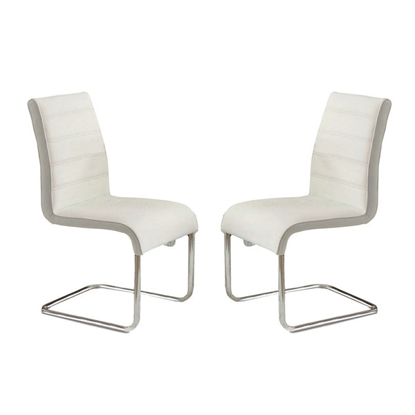English Elm Set of 2 Padded White Leatherette Side Chairs with Chrome Legs, Modern Curved Design & Easy-Clean Comfort B016P156853