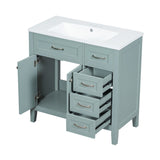 English Elm 36" Bathroom Vanity With Sink Combo, Green Bathroom Cabinet With Drawers, Solid Frame and Mdf Board