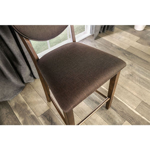 English Elm Set of 2 Walnut Fabric Padded Counter Height Chairs with Curved Legs, Stylish Comfort and Durable Upholstery B016P156864