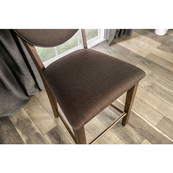 English Elm Set of 2 Walnut Fabric Padded Counter Height Chairs with Curved Legs, Stylish Comfort and Durable Upholstery B016P156864