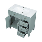 English Elm 36" Bathroom Vanity With Sink Combo, Green Bathroom Cabinet With Drawers, Solid Frame and Mdf Board