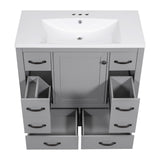 English Elm 36" Bathroom Vanity With Sink Combo, Six Drawers, Multi-Functional Drawer Divider, Adjustable Shelf, Grey