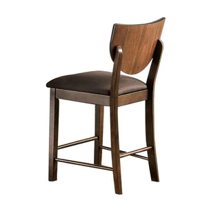 English Elm Set of 2 Walnut Fabric Padded Counter Height Chairs with Curved Legs, Stylish Comfort and Durable Upholstery B016P156864