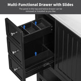 English Elm 36" Bathroom Vanity With Sink Combo, One Cabinet and Three Drawers, Solid Wood and Mdf Board, Black