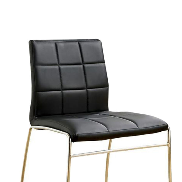 English Elm Set of 2 modern leatherette side chairs in black with chrome legs — padded comfort, sturdy dining style B016P156845