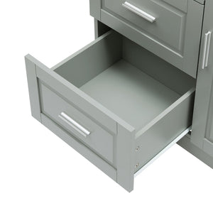 English Elm Tall Floor Storage Cabinet with Drawers Mdf Build Neutral Finish Bathroom Office Grey N725P331357E