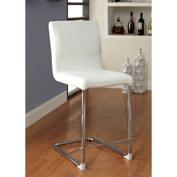English Elm Set of 2 Mid-Century Padded Leatherette Counter Chairs in White with Sleek Chrome Legs for Style and Comfort B016P156822
