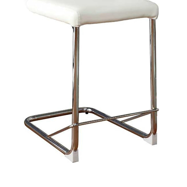English Elm Set of 2 Mid-Century Padded Leatherette Counter Chairs in White with Sleek Chrome Legs for Style and Comfort B016P156822