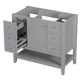 English Elm 36" Bathroom Vanity Without Sink, Cabinet Base Only, One Cabinet and Three Drawers, Grey